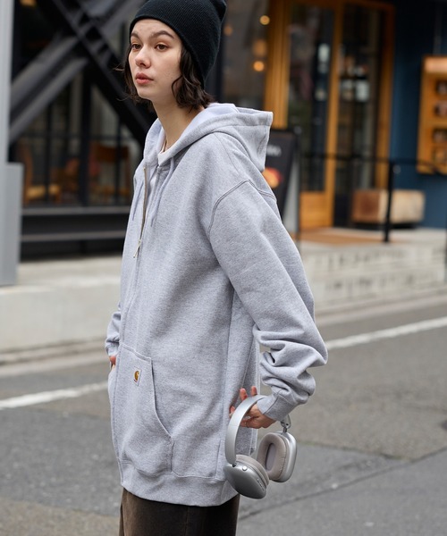 Carhartt(カーハート)の「carhartt(カーハート) Midweight Hooded Zip Sweat オーバーサイズ裏起毛フルジップパーカー(パーカー・メンズ・グレー/ブラック/チャコール/ネイビー・M/L/XL/S)」の6枚目の写真