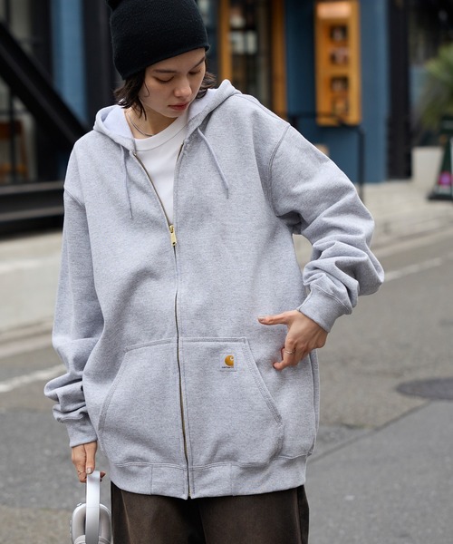 Carhartt(カーハート)の「carhartt(カーハート) Midweight Hooded Zip Sweat オーバーサイズ裏起毛フルジップパーカー(パーカー・メンズ・グレー/ブラック/チャコール/ネイビー・M/L/XL/S)」の15枚目の写真