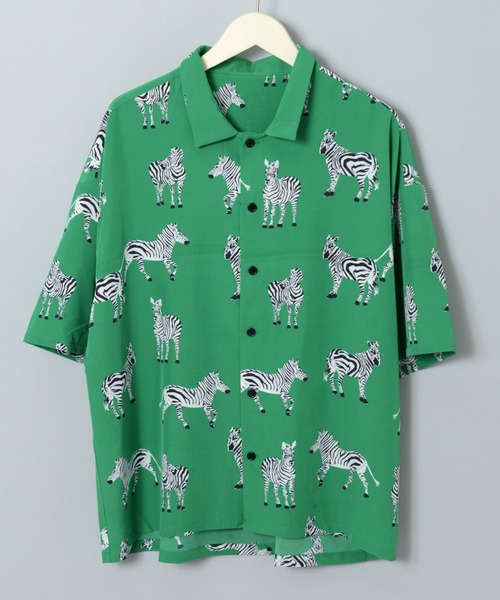 ADPOSION(アドポーション)の「【Revo.】アニマル柄半袖シャツ(シャツ/ブラウス・メンズ・グリーン/ネイビー/ブラック/マルチ/グレー・MEDIUM/LARGE)」の4枚目の写真