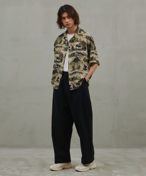 ADPOSION(アドポーション)の「【Revo.】アニマル柄半袖シャツ(シャツ/ブラウス・メンズ・グリーン/ネイビー/ブラック/マルチ/グレー・MEDIUM/LARGE)」の10枚目の写真