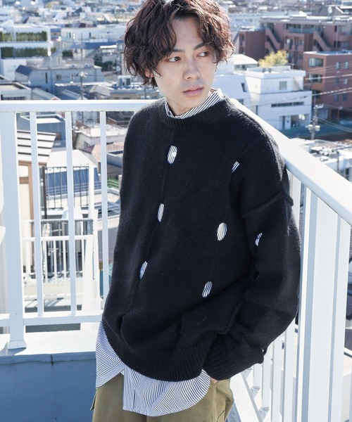 PBLIM（ページボーイリム）の「PAGEBOYLIM/カットアウトルーズニット（ニット/セーター・レディース・グリーン/オフホワイト/ブラック・FREE）」の19枚目の写真