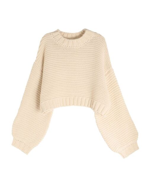 EVRIS（エヴリス）の「ショートガーターニットトップス（ニット/セーター・レディース・アイボリー/ブラック/ブルー・FREE）」の2枚目の写真