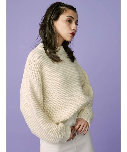 EVRIS（エヴリス）の「ショートガーターニットトップス（ニット/セーター・レディース・アイボリー/ブラック/ブルー・FREE）」の16枚目の写真