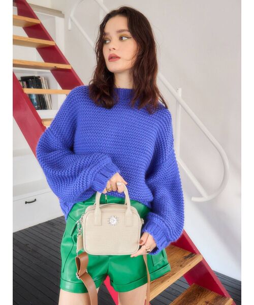 EVRIS（エヴリス）の「ショートガーターニットトップス（ニット/セーター・レディース・アイボリー/ブラック/ブルー・FREE）」の20枚目の写真