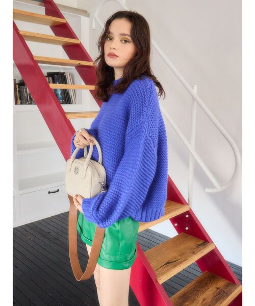 EVRIS（エヴリス）の「ショートガーターニットトップス（ニット/セーター・レディース・アイボリー/ブラック/ブルー・FREE）」の8枚目の写真