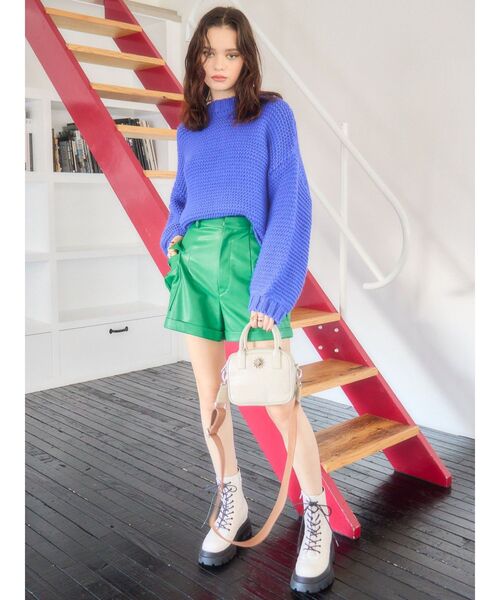 EVRIS（エヴリス）の「ショートガーターニットトップス（ニット/セーター・レディース・アイボリー/ブラック/ブルー・FREE）」の17枚目の写真