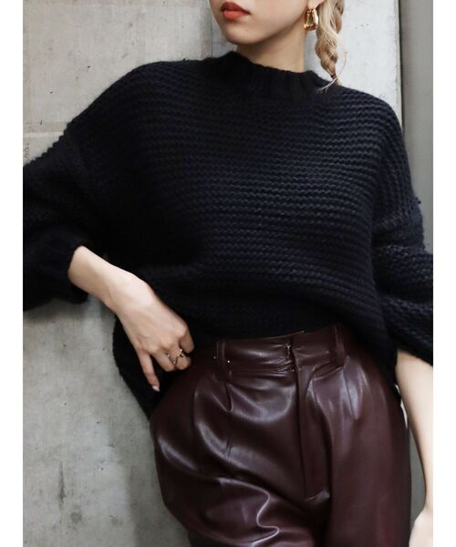 EVRIS（エヴリス）の「ショートガーターニットトップス（ニット/セーター・レディース・アイボリー/ブラック/ブルー・FREE）」の13枚目の写真