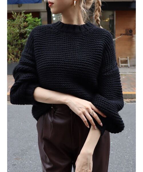 EVRIS（エヴリス）の「ショートガーターニットトップス（ニット/セーター・レディース・アイボリー/ブラック/ブルー・FREE）」の21枚目の写真