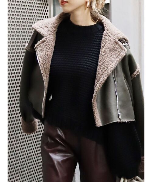 EVRIS（エヴリス）の「ショートガーターニットトップス（ニット/セーター・レディース・アイボリー/ブラック/ブルー・FREE）」の18枚目の写真