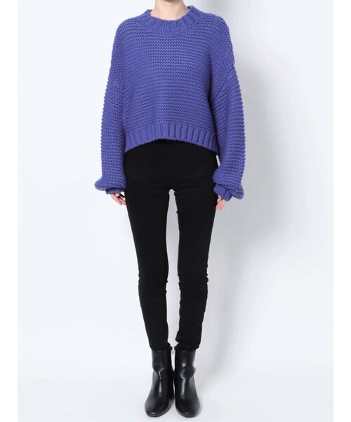 EVRIS（エヴリス）の「ショートガーターニットトップス（ニット/セーター・レディース・アイボリー/ブラック/ブルー・FREE）」の7枚目の写真