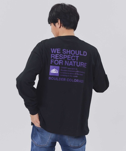 CAMP7(キャンプセブン)の「【CAMP7】バックプリントロンT(Tシャツ/カットソー・メンズ・ブラック/ケリー/ライトグレー/ホワイト・S/M/L/XL)」の2枚目の写真