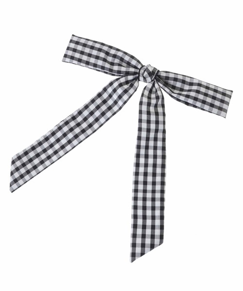 31 Sons de mode（トランテアン　ソン　ドゥ　モード）の「リボンバレッタ（バレッタ/ヘアクリップ・レディース・ブラック×ホワイト/サックスブルー・フリー）」の2枚目の写真