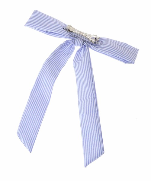 31 Sons de mode（トランテアン　ソン　ドゥ　モード）の「リボンバレッタ（バレッタ/ヘアクリップ・レディース・ブラック×ホワイト/サックスブルー・フリー）」の4枚目の写真