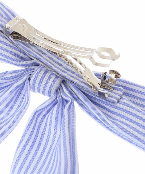 31 Sons de mode（トランテアン　ソン　ドゥ　モード）の「リボンバレッタ（バレッタ/ヘアクリップ・レディース・ブラック×ホワイト/サックスブルー・フリー）」の5枚目の写真