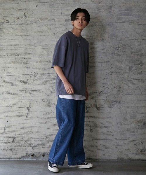 iisy(イージー)の「iisy / デニムワイドストレートパンツ(デニムパンツ・メンズ・ブルー/サックスブルー・S/M/L)」の8枚目の写真