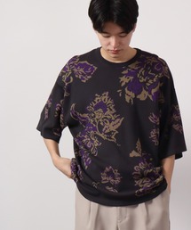 Many men many minds バティック柄ルーズシルエットニットTシャツ
