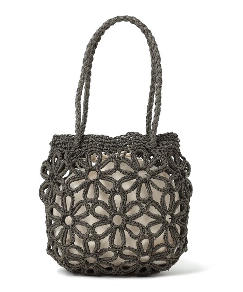 BEAMS HEART(ビームスハート)の「フラワー ペーパー バッグ(トートバッグ・レディース・ベージュ/オフホワイト/ライム/グレー/ブラウン系その他3/オレンジ/ピンク/ブラック系その他3/ミント/チャコールグレー・FREE)」の4枚目の写真