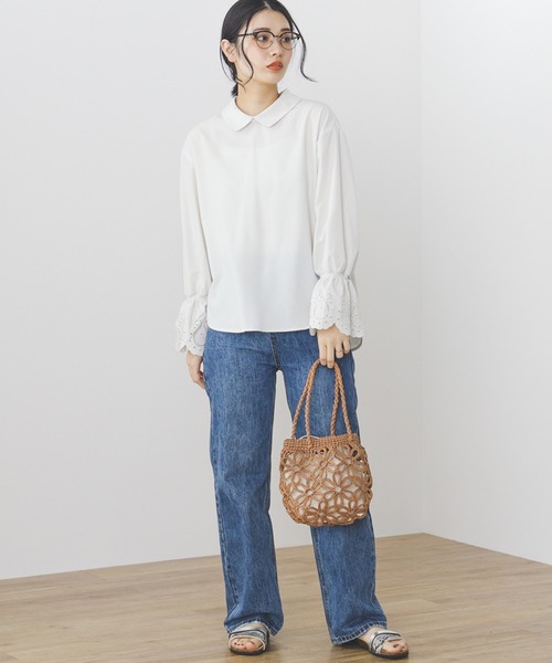 BEAMS HEART(ビームスハート)の「フラワー ペーパー バッグ(トートバッグ・レディース・ベージュ/オフホワイト/ライム/グレー/ブラウン系その他3/オレンジ/ピンク/ブラック系その他3/ミント/チャコールグレー・FREE)」の13枚目の写真