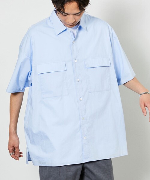 5525Gallery（ゴーゴーニーゴーギャラリー）の「SHIRT FIRSTHAND by 5525gallery/シャツファーストハンド バイ 5525ギャラリー ShortSleeve 2pocket SHIRT / ショートスリーブ2ポケットシャツ（シャツ/ブラウス・メンズ・ホワイト/ブラック/グレー/ブルー・M/L）」の4枚目の写真