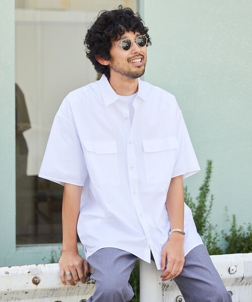 5525Gallery（ゴーゴーニーゴーギャラリー）の「SHIRT FIRSTHAND by 5525gallery/シャツファーストハンド バイ 5525ギャラリー ShortSleeve 2pocket SHIRT / ショートスリーブ2ポケットシャツ（シャツ/ブラウス・メンズ・ホワイト/ブラック/グレー/ブルー・M/L）」の15枚目の写真
