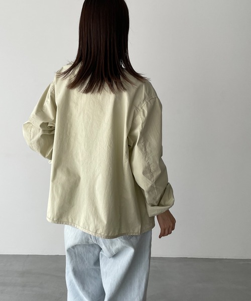 CANAL JEAN（キャナルジーン）の「RED CHOP WORKS(レッドチョップワークス) ノーカラーシャツジャケット（ノーカラージャケット・レディース・サックスブルー/ベージュ・38）」の5枚目の写真