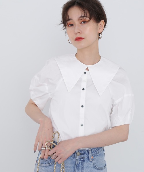 N.（N. Natural Beauty Basic）（エヌエヌナチュラルビューティーベーシック）の「◆２ＷＡＹポイントカラーブラウス（シャツ/ブラウス・レディース・ブラック/オフホワイト・MEDIUM）」の2枚目の写真