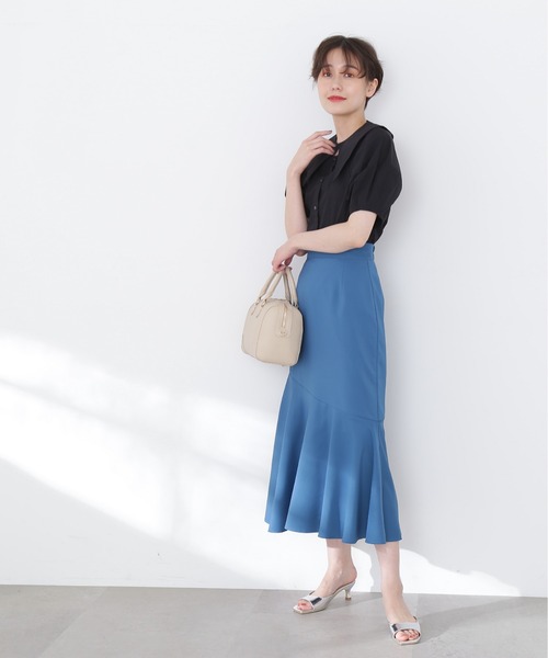 N.（N. Natural Beauty Basic）（エヌエヌナチュラルビューティーベーシック）の「◆２ＷＡＹポイントカラーブラウス（シャツ/ブラウス・レディース・ブラック/オフホワイト・MEDIUM）」の7枚目の写真