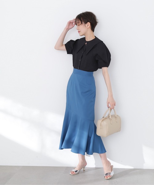 N.（N. Natural Beauty Basic）（エヌエヌナチュラルビューティーベーシック）の「◆２ＷＡＹポイントカラーブラウス（シャツ/ブラウス・レディース・ブラック/オフホワイト・MEDIUM）」の5枚目の写真