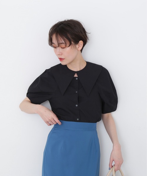 N.（N. Natural Beauty Basic）（エヌエヌナチュラルビューティーベーシック）の「◆２ＷＡＹポイントカラーブラウス（シャツ/ブラウス・レディース・ブラック/オフホワイト・MEDIUM）」の16枚目の写真