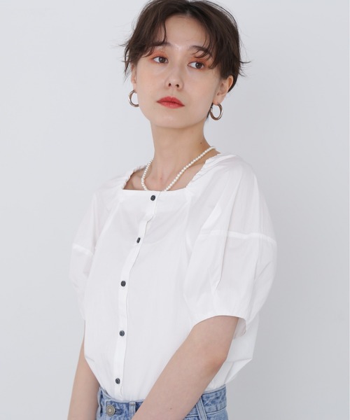 N.（N. Natural Beauty Basic）（エヌエヌナチュラルビューティーベーシック）の「◆２ＷＡＹポイントカラーブラウス（シャツ/ブラウス・レディース・ブラック/オフホワイト・MEDIUM）」の9枚目の写真