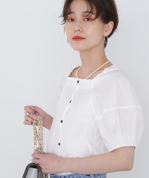 N.（N. Natural Beauty Basic）（エヌエヌナチュラルビューティーベーシック）の「◆２ＷＡＹポイントカラーブラウス（シャツ/ブラウス・レディース・ブラック/オフホワイト・MEDIUM）」の8枚目の写真