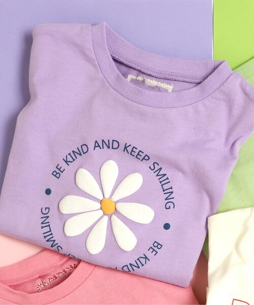 apres les cours(アプレレクール)の「4柄アソートロゴTシャツ(Tシャツ/カットソー・キッズ・オフホワイト/ピンク/ラベンダー/グリーン・80/90/100/110/120/130)」の3枚目の写真