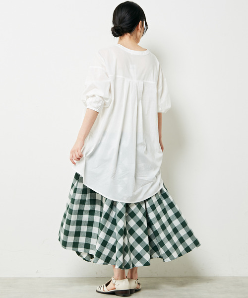 MELROSE claire（メルローズ クレール）の「ギンガムチェックバイアススカート（スカート・レディース・ブラック/グリーン/パープル・FREE）」の11枚目の写真