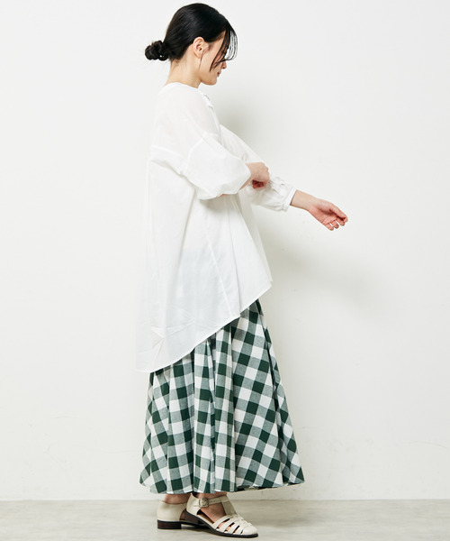 MELROSE claire（メルローズ クレール）の「ギンガムチェックバイアススカート（スカート・レディース・ブラック/グリーン/パープル・FREE）」の16枚目の写真