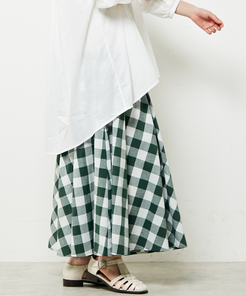 MELROSE claire（メルローズ クレール）の「ギンガムチェックバイアススカート（スカート・レディース・ブラック/グリーン/パープル・FREE）」の17枚目の写真