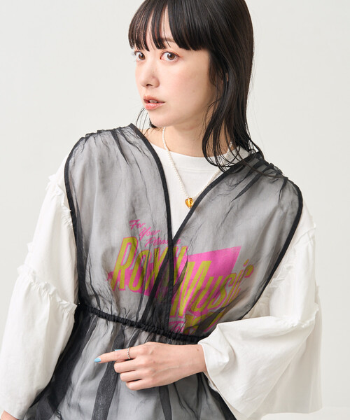 FREAK'S STORE(フリークスストア)の「シアーカシュクールノースリーブトップス/シアーカシュクールノースリーブトップス(シャツ/ブラウス・レディース・ブラック/ナチュラル/グレー・フリ-)」の16枚目の写真