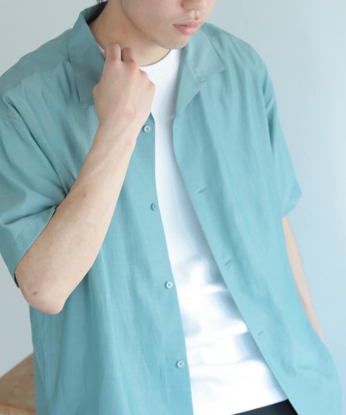 SENSE OF PLACE by URBAN RESEARCH（センスオブプレイスバイアーバンリサーチ）の「シアーシャンブレーオープンカラーシャツ（シャツ/ブラウス・メンズ・ホワイト/チャコールグレー/ライトブルー/オレンジ・MEDIUM/LARGE）」の5枚目の写真