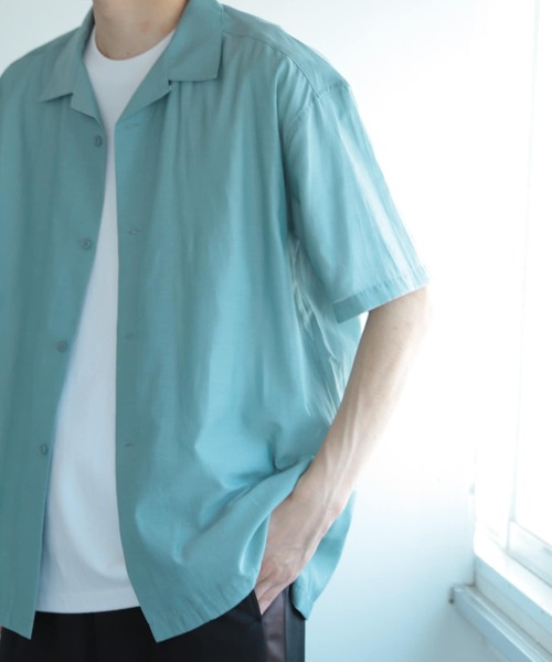 SENSE OF PLACE by URBAN RESEARCH（センスオブプレイスバイアーバンリサーチ）の「シアーシャンブレーオープンカラーシャツ（シャツ/ブラウス・メンズ・ホワイト/チャコールグレー/ライトブルー/オレンジ・MEDIUM/LARGE）」の6枚目の写真