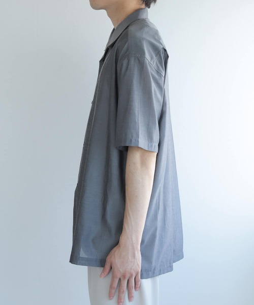 SENSE OF PLACE by URBAN RESEARCH（センスオブプレイスバイアーバンリサーチ）の「シアーシャンブレーオープンカラーシャツ（シャツ/ブラウス・メンズ・ホワイト/チャコールグレー/ライトブルー/オレンジ・MEDIUM/LARGE）」の14枚目の写真