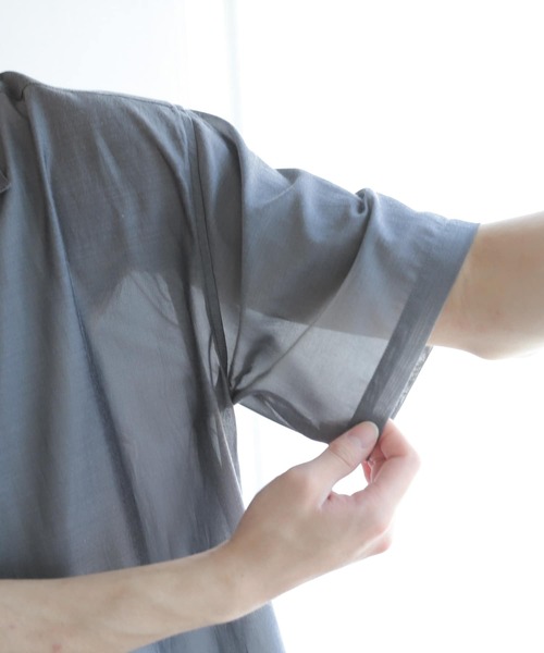 SENSE OF PLACE by URBAN RESEARCH（センスオブプレイスバイアーバンリサーチ）の「シアーシャンブレーオープンカラーシャツ（シャツ/ブラウス・メンズ・ホワイト/チャコールグレー/ライトブルー/オレンジ・MEDIUM/LARGE）」の17枚目の写真