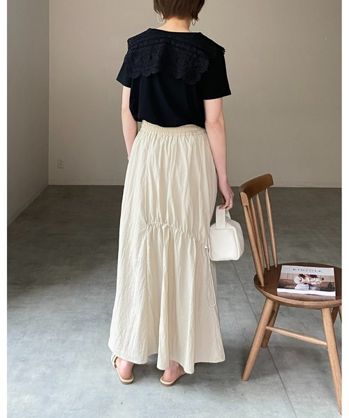 She's Closet(シーズクローゼット)の「Aラインボリュームフレアシャーリングドロストティアードロングスカート(スカート・レディース・アイボリー/オリーブ/ブラック・FREE)」の20枚目の写真