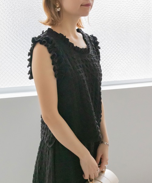 RANDA（ランダ）の「ポップコーン生地フリルブラウス（シャツ/ブラウス 