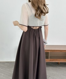 ECLIN | 【２点セット】シアーブラウス＆バックリボンキャミソールワンピース(ワンピース)