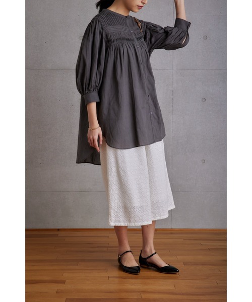 タグ付き　アピースオブライブラリー リネンシャンブレーキュロットパンツ タグ付き アピースオブライブラリー リネンシャンブレー