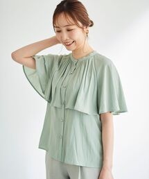 le.coeur blanc | パウダーサテンケープスリーブブラウス(シャツ/ブラウス)