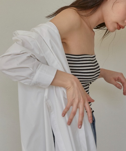 ACYM(アシーム)の「Minimal tube トップ(チューブトップ・レディース・アイボリー/ブラックミックス/ブラック・FREE)」の7枚目の写真