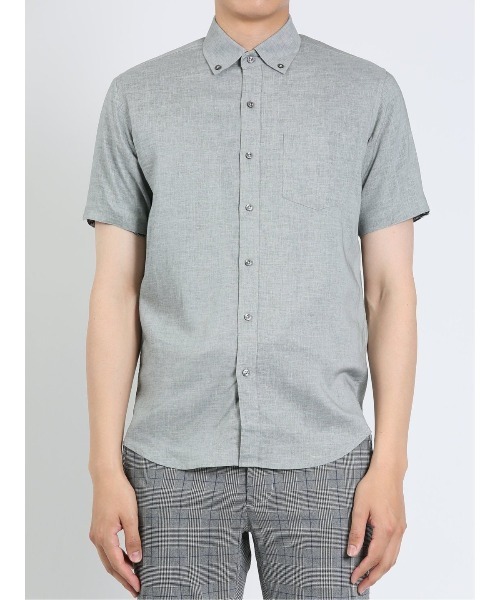 m.f.editorial（エムエフエディトリアル）の「m.f.エディトリアル メンズ 麻混 ボタンダウン半袖シャツ（シャツ/ブラウス・メンズ・ピンク系その他/ライトグレー/サックスブルー/オレンジ・MEDIUM/LARGE/X-LARGE）」の16枚目の写真