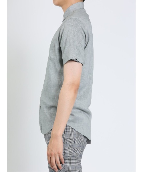 m.f.editorial（エムエフエディトリアル）の「m.f.エディトリアル メンズ 麻混 ボタンダウン半袖シャツ（シャツ/ブラウス・メンズ・ピンク系その他/ライトグレー/サックスブルー/オレンジ・MEDIUM/LARGE/X-LARGE）」の15枚目の写真