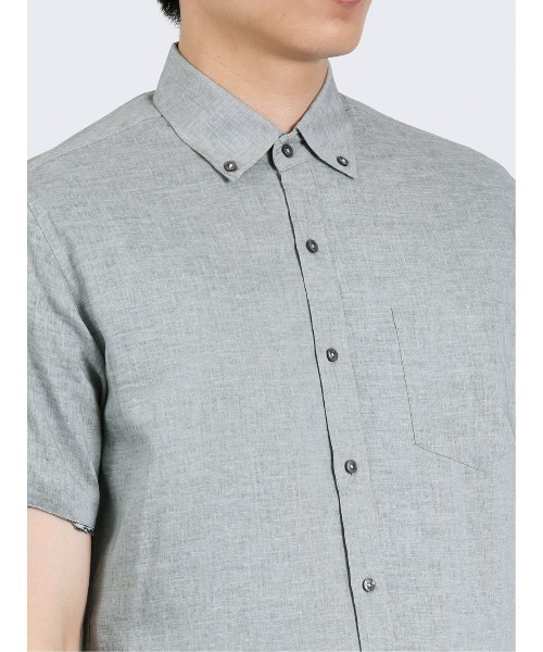 m.f.editorial（エムエフエディトリアル）の「m.f.エディトリアル メンズ 麻混 ボタンダウン半袖シャツ（シャツ/ブラウス・メンズ・ピンク系その他/ライトグレー/サックスブルー/オレンジ・MEDIUM/LARGE/X-LARGE）」の13枚目の写真