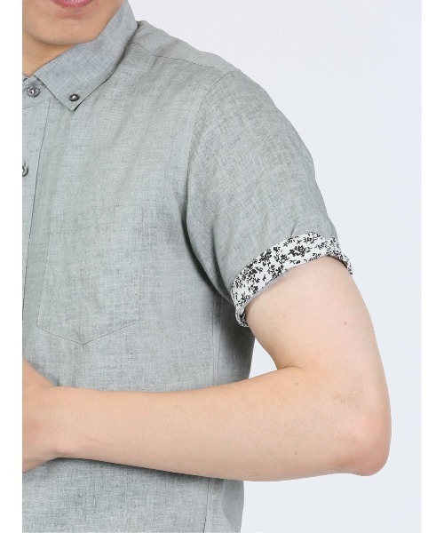 m.f.editorial（エムエフエディトリアル）の「m.f.エディトリアル メンズ 麻混 ボタンダウン半袖シャツ（シャツ/ブラウス・メンズ・ピンク系その他/ライトグレー/サックスブルー/オレンジ・MEDIUM/LARGE/X-LARGE）」の12枚目の写真